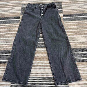 Levi's Women's Mile High Cropped Wide-Leg Denim Jeans Button Fly Black Size 29